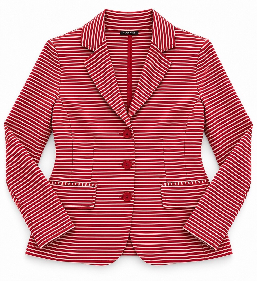 Talbots Red & White Striped Knit Blazer Jacket Women’s Size L